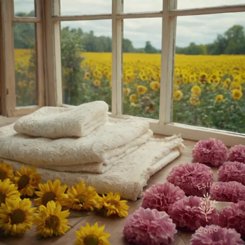 Soft, lush organic cotton flowers or fabric samples.