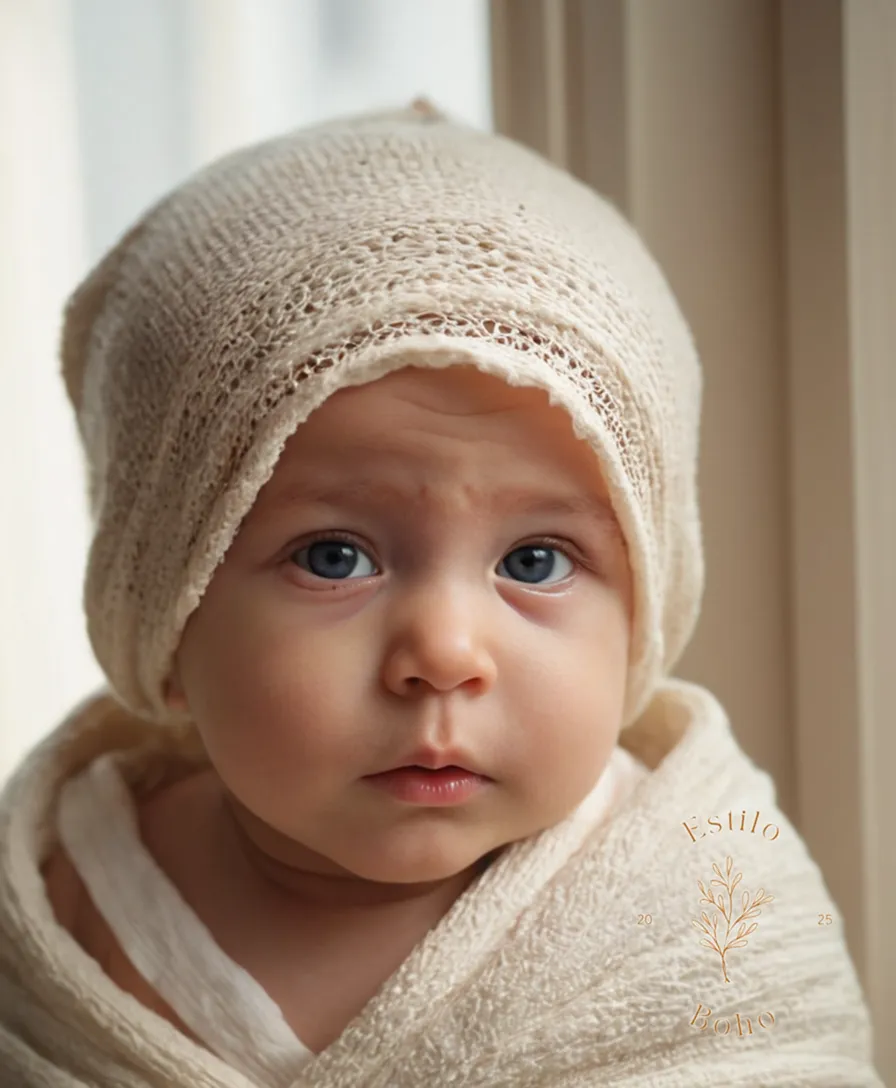 A serene baby wrapped in soft organic cotton.