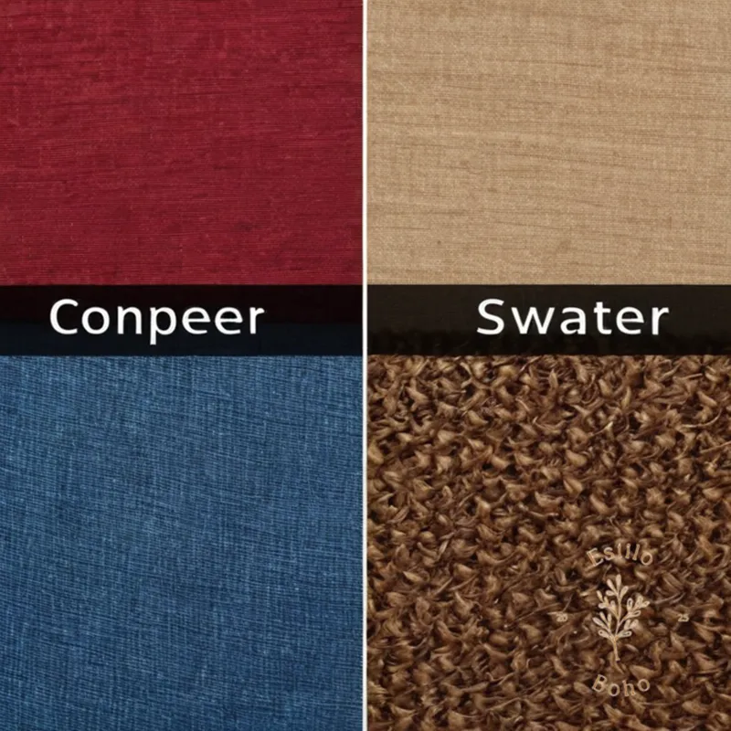 A comparison photo between two swatches of fabric textures.