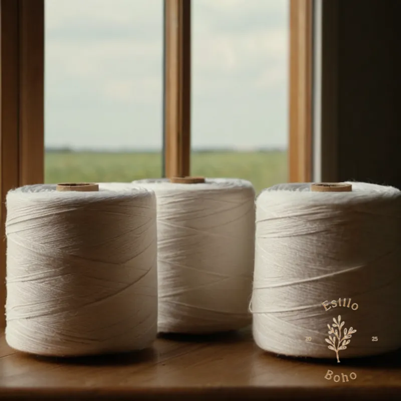 A few rolls of organic and conventional cotton side by side.