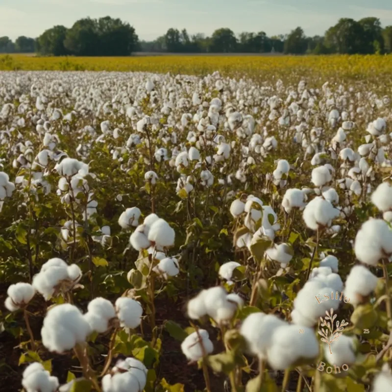 A soft, lush field of organic cotton with gentle texture.