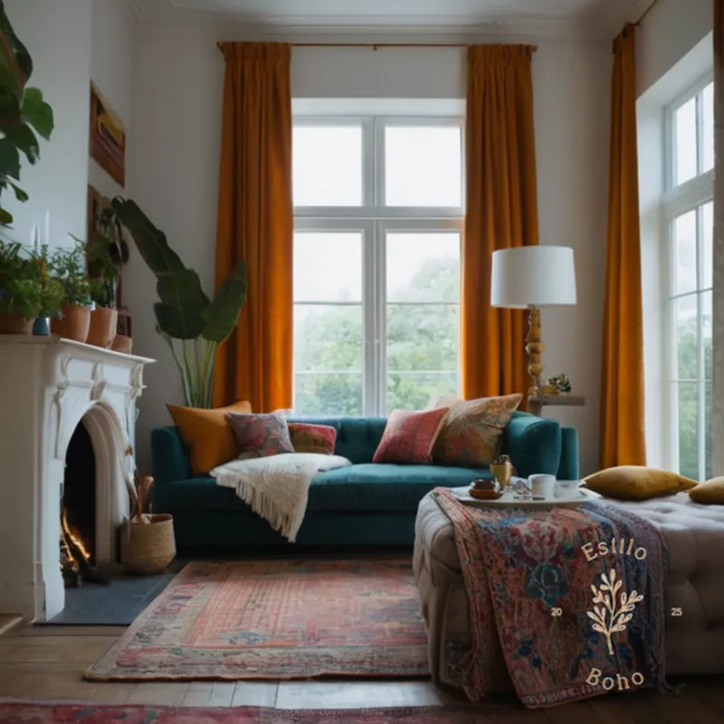 3 trendy, eclectic room settings with mixed textiles and styles.