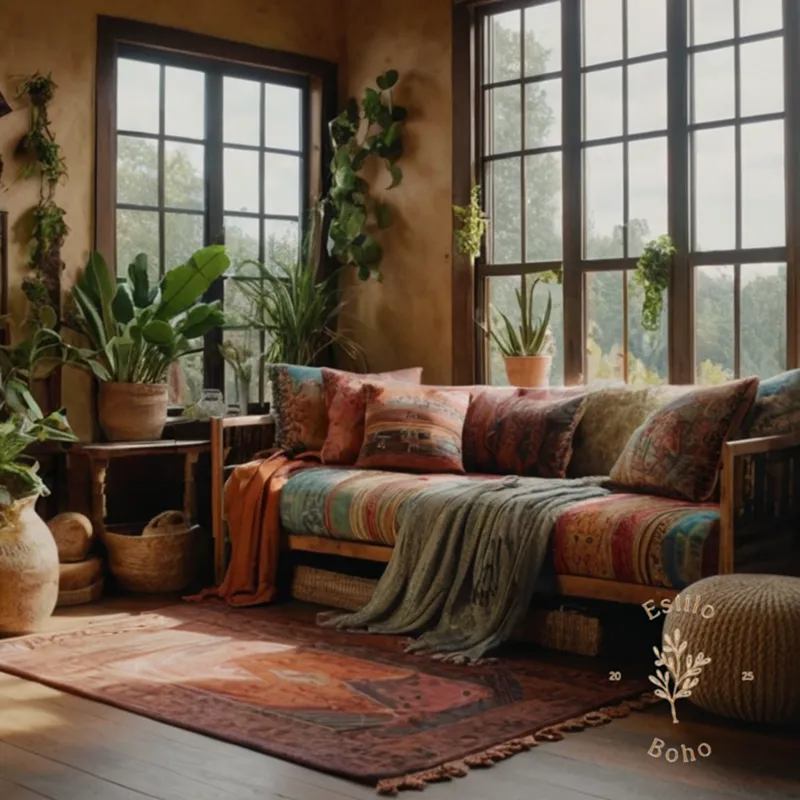 Mixed bohemian and eclectic home decor styles side by side.