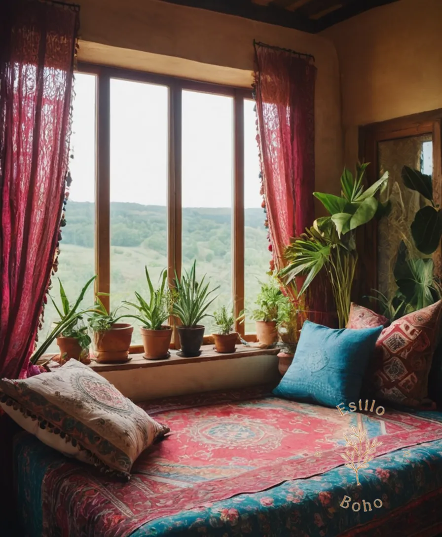 Lush, organic cotton fabrics arranged in a bohemian decor setting.