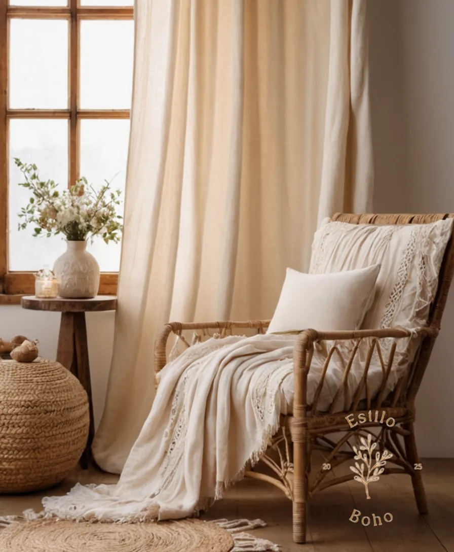 Soft organic cotton fabrics draped elegantly in a boho chic setting.