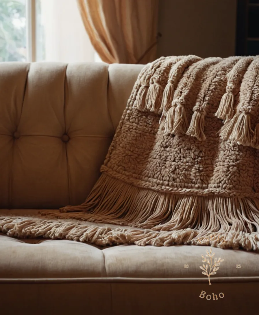 A plush organic cotton couch or chair with soft fringes.