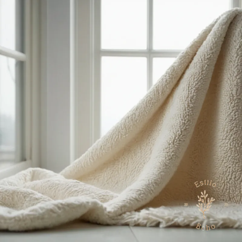 A soft, fluffy organic cotton fabric displayed against a white background.