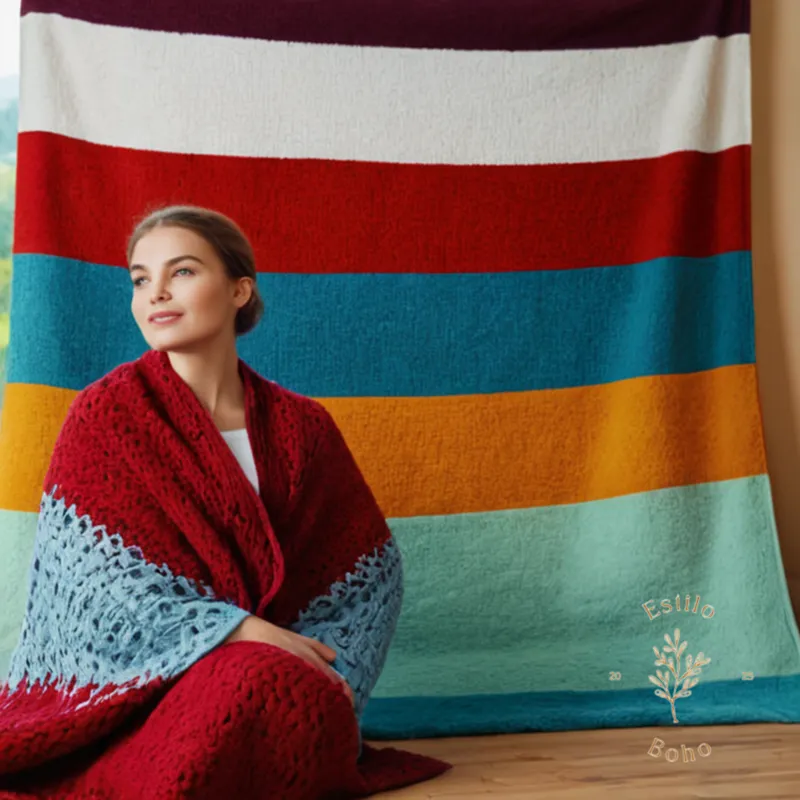 4-Season reversible blanket on a vibrant colorful background.