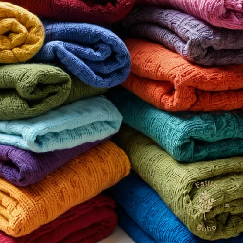 3-4 colorful reversible blankets folded or hung next to each other.