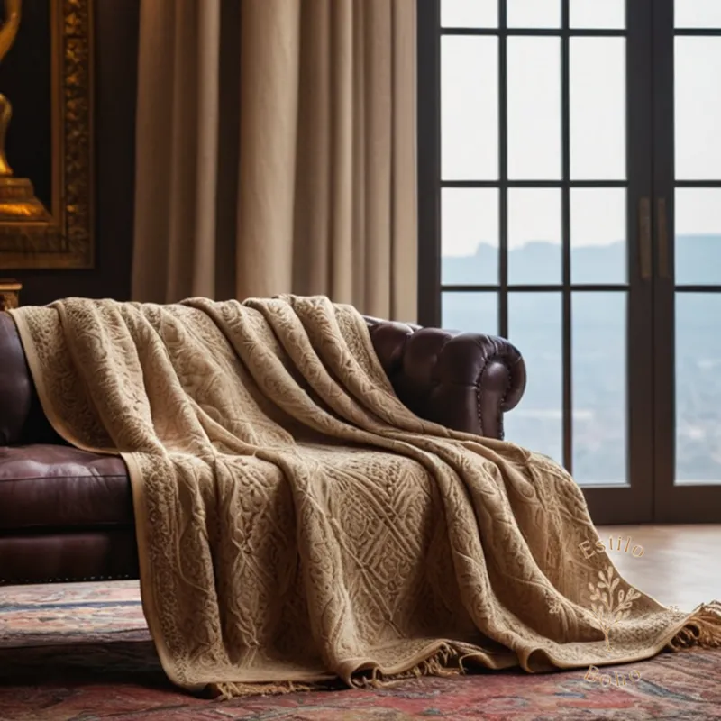 The cover of a luxurious Egyptian cotton throw blanket.