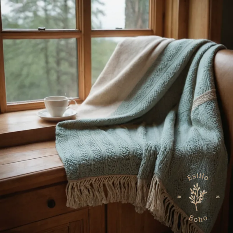 A vintage-inspired Swedish-inspired throw blanket in soft, natural hues.