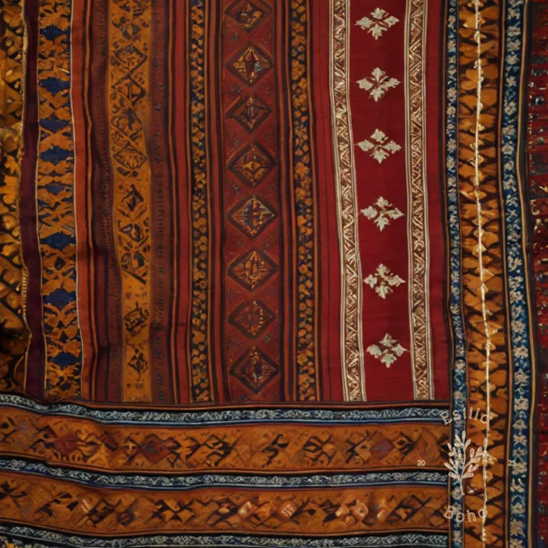 Varying patterns of traditional textiles from distinct cultural backgrounds.