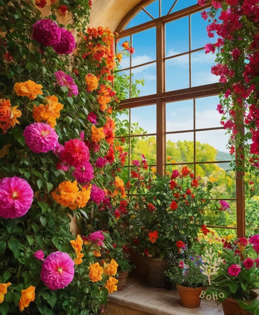 Vibrant trellises bursting with colorful, exotic flower varieties.