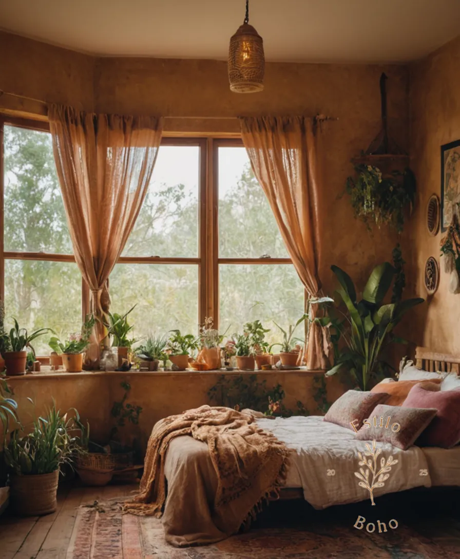 A failed boho-style home decor combination, with a messy background.