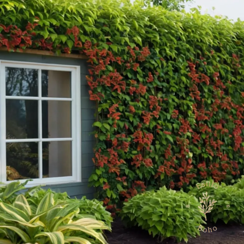 A trellis or climber plant with protective mulch around its roots.
