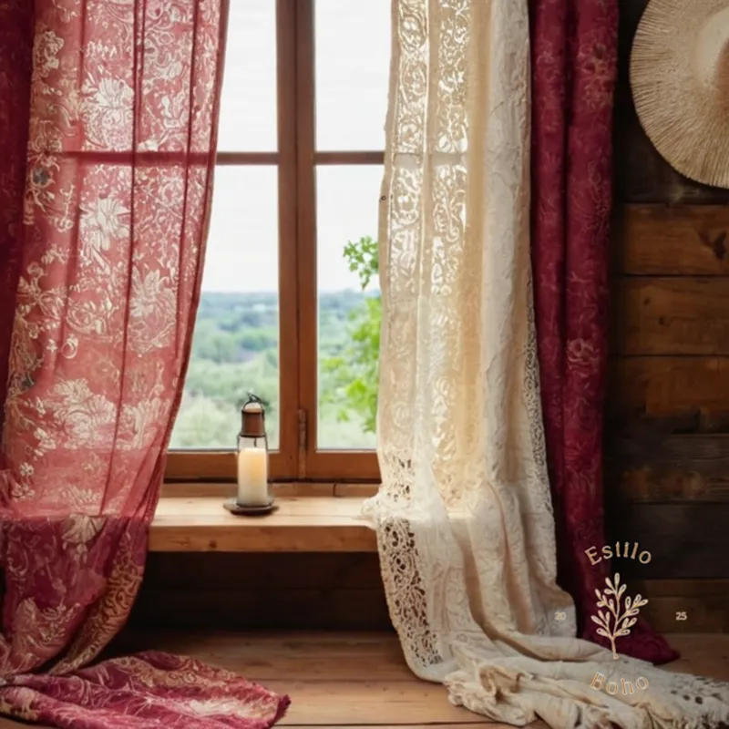 A beautiful, rumpled bohemian-inspired cotton textile on a wooden background.