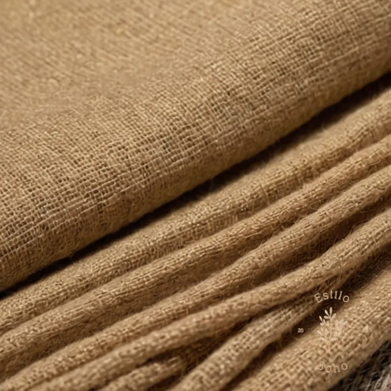 A natural, soft-looking burlap or organic cotton fabric bundle.