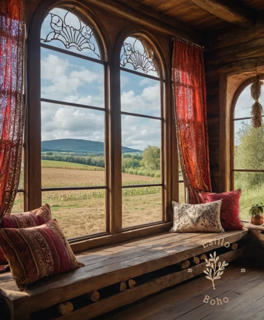 2 contrasting decorative styles, rustic and bohemian, side by side.
