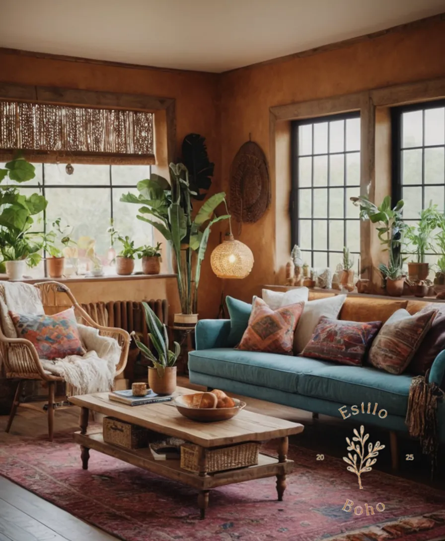 BoHo-inspired space with mixed texture elements and eclectic decorating ideas.