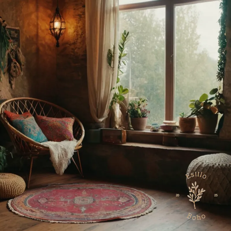 4-6 eclectic, yet harmoniously textured bohemian interior design objects.