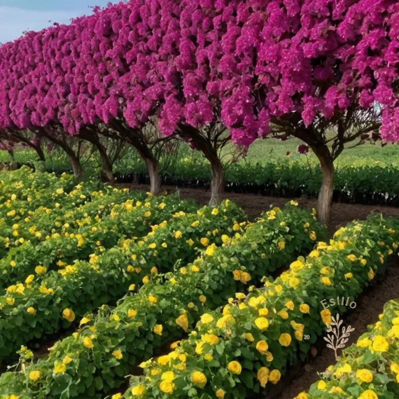 Vibrant flowering vines growing on different types of soil samples.