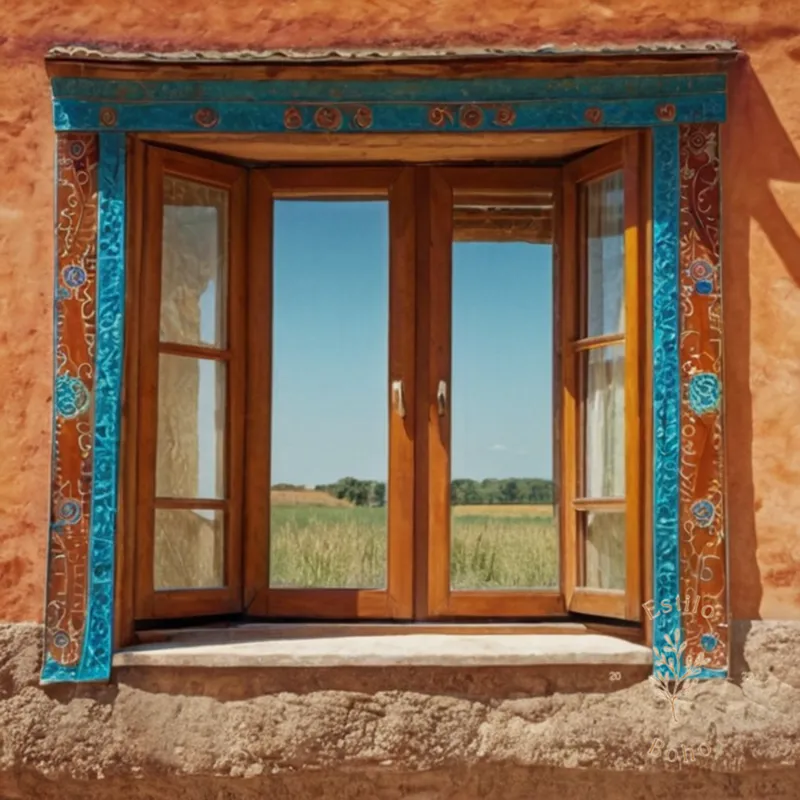 3-4 tastefully combined bohemian-style decorative elements with texture.