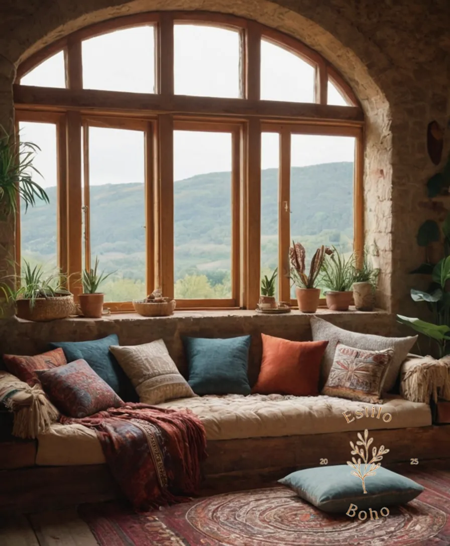 Varying bohemian textures combined harmoniously amidst a calm, natural background.