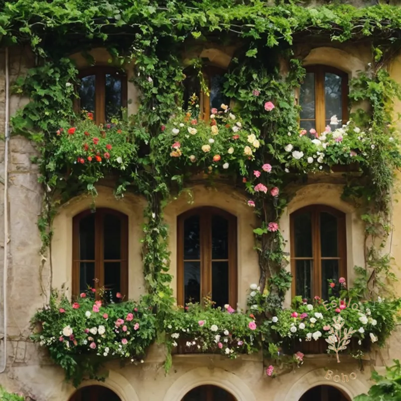 3-4 flowering vines in various stages of growth.