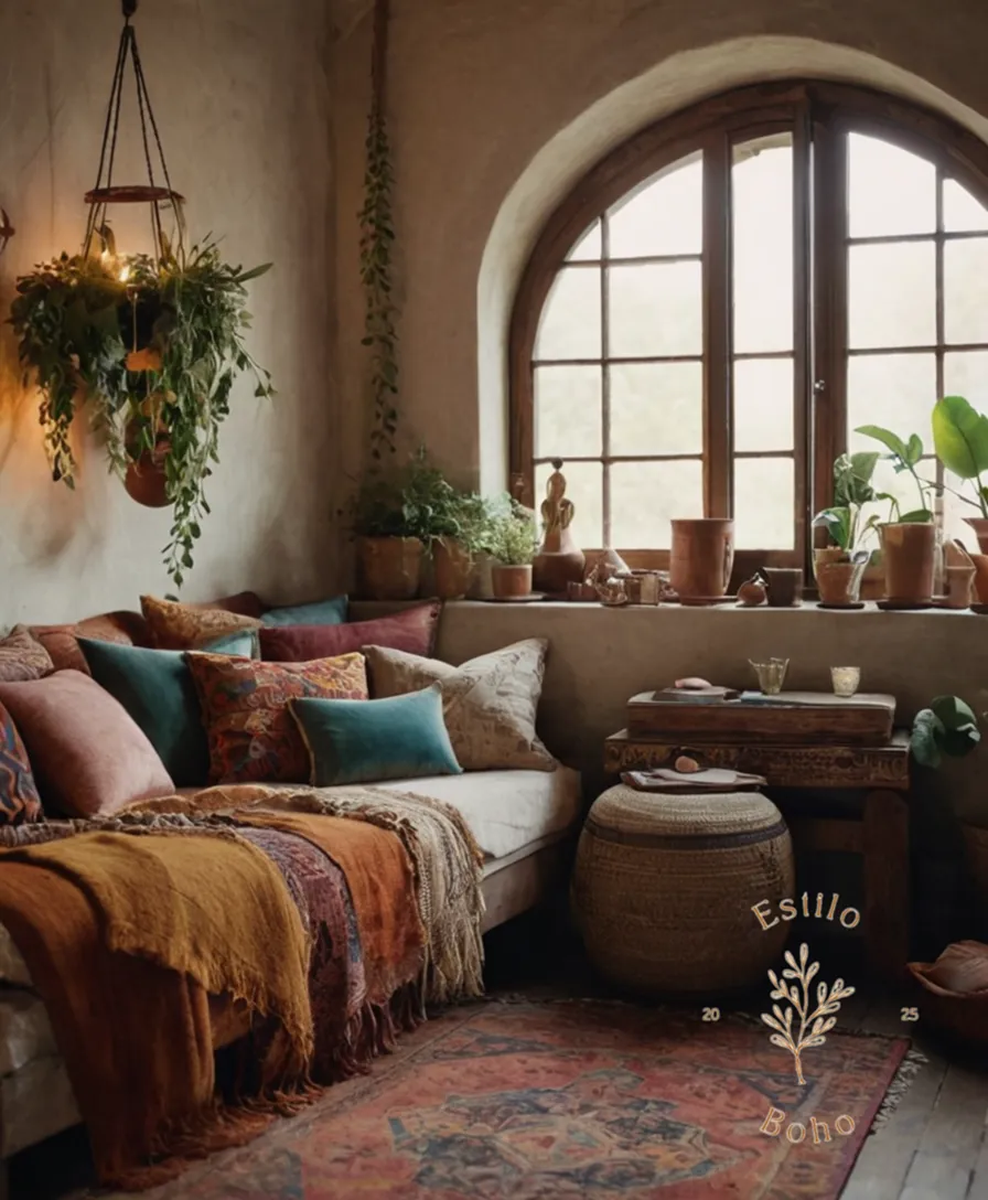 3 beautifully styled bohemian rooms with mixed textures within compact spaces.