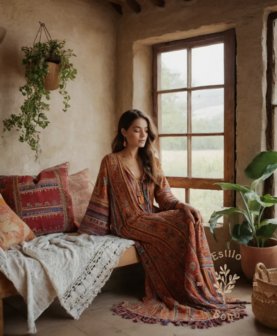 2 bohemian chic clothing examples made from organic cotton fabrics.