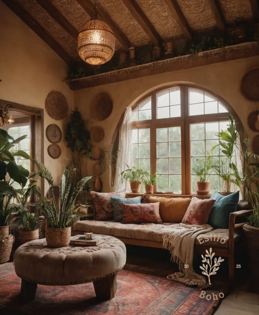 A bohemian-style home with textured decor elements.
