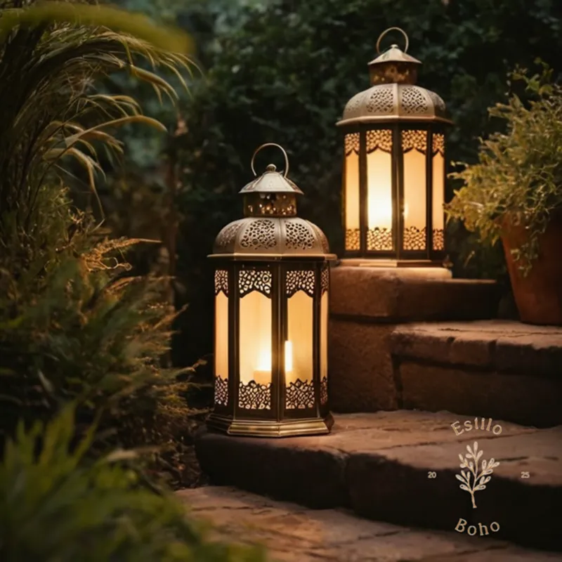 bohemian-style garden lanterns or unique outdoor lighting fixtures.