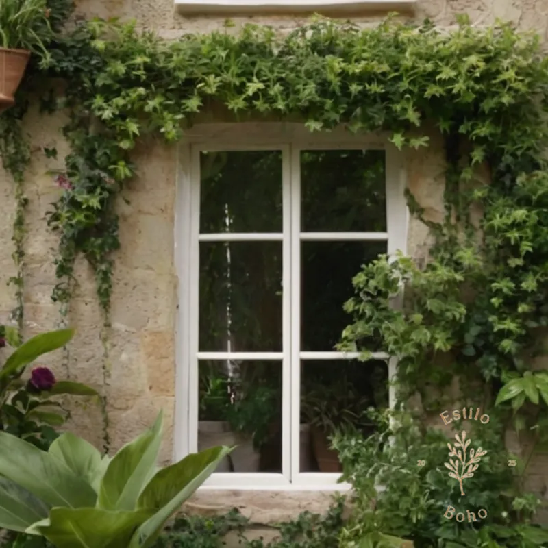 3-4 lush, easy-to-grow climbing plants in a bohemian garden setting.
