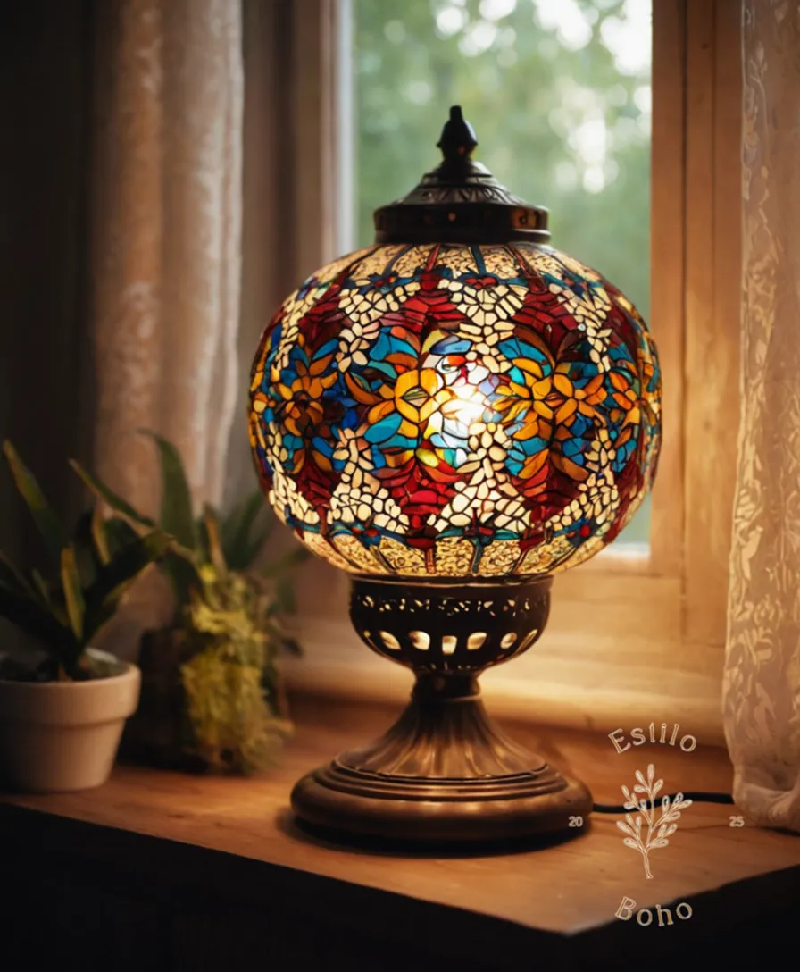 A stylish bohemian-style lamp being easily installed by someone.
