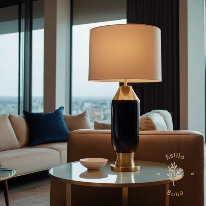 A stylishly mixed-lamp-arrangement amidst modern furniture.