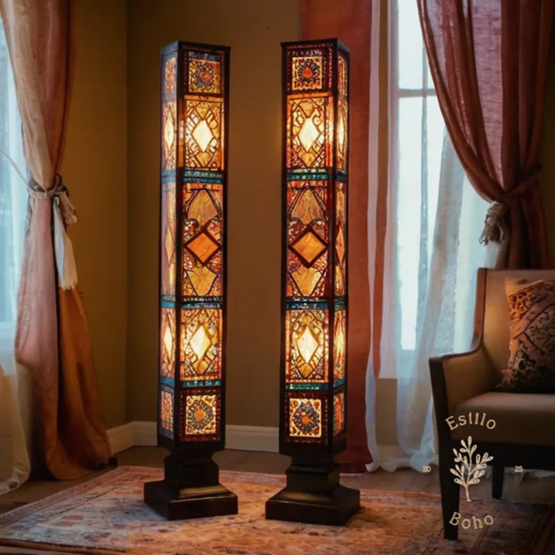 3 styles of bohemian floor lamps with unique lighting.