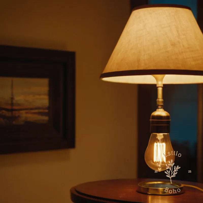 a stylish, eclectic lamp with an artistic light bulb selection.