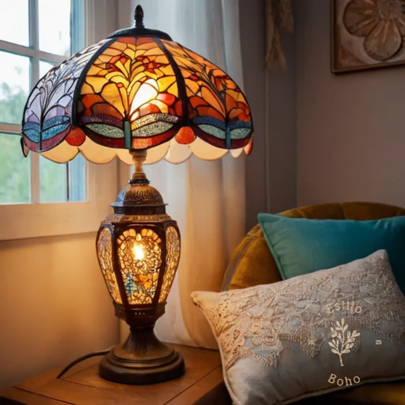 Trendy bohemian-style lamps on a stylish home decor background.