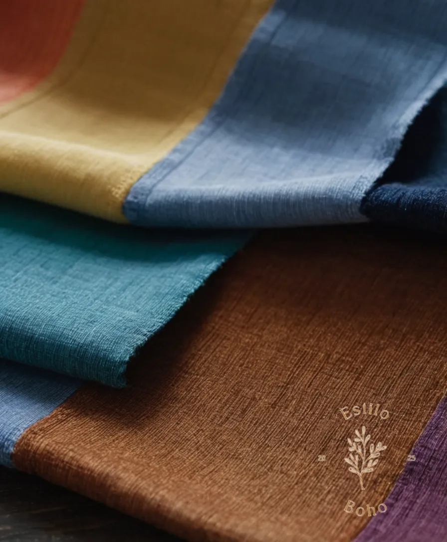 3 close-up textiles swatches side by side on a backdrop.