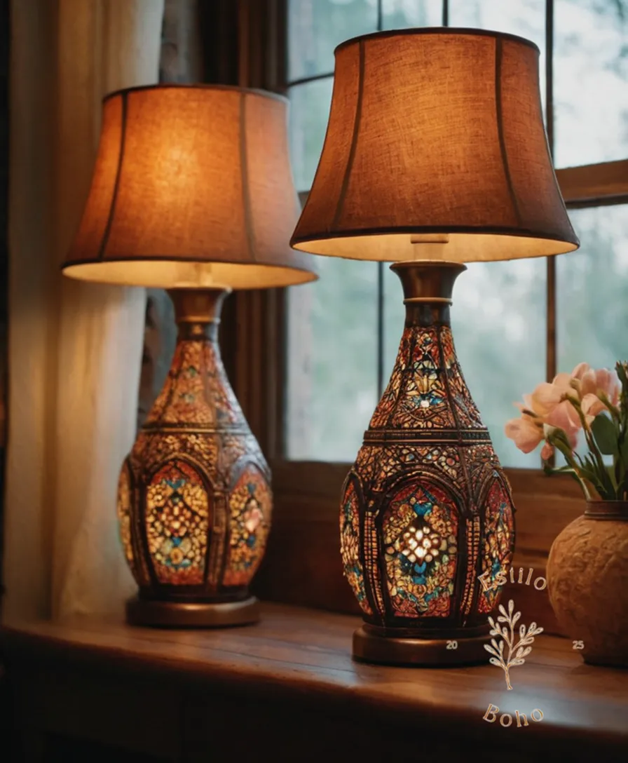 3 unique, bohemian-inspired lamp arrangements in various beautiful settings.