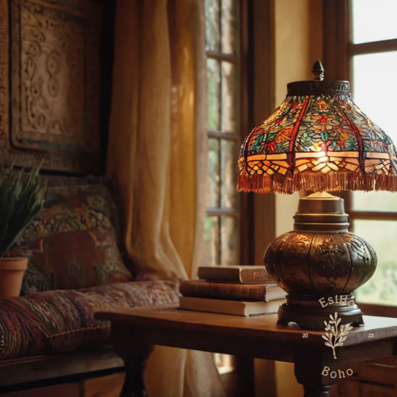 2-3 bohemian-style lamp options with eclectic flair.