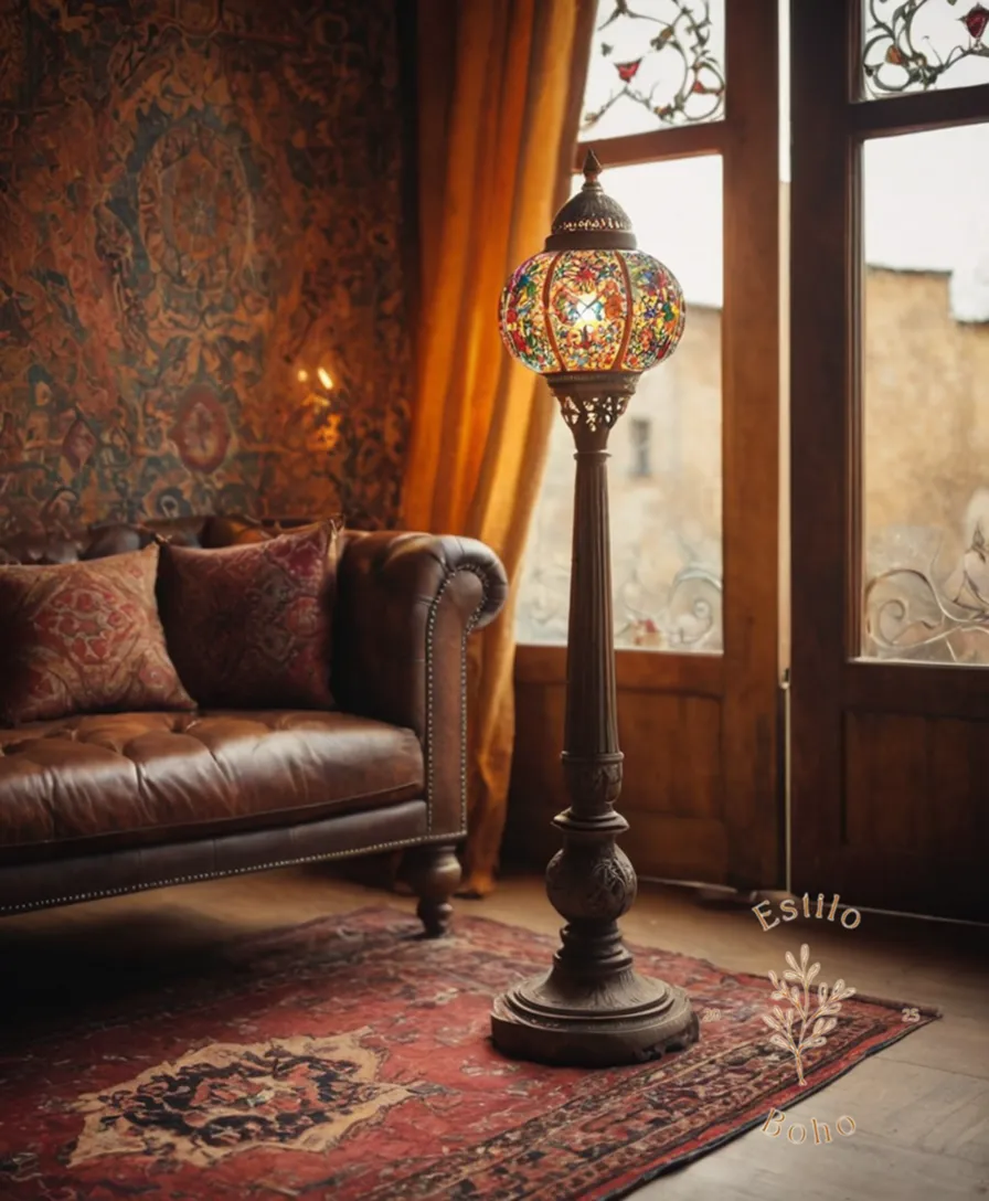 3 Bohemian floor lamps in different vintage styles.