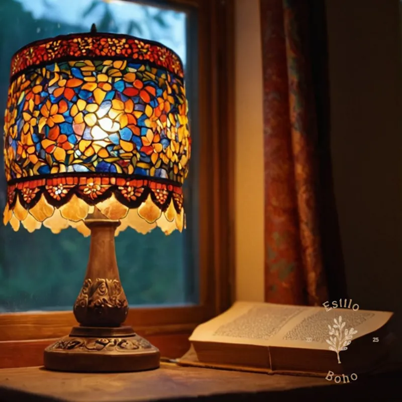 A bohemian lamp's textured or colored screen being cleaned.
