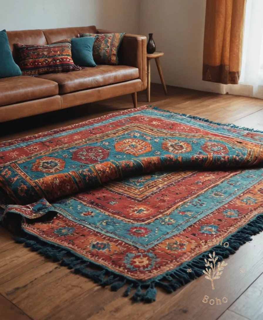 giant floor-bohemian blankets adding warmth and coziness to a room.