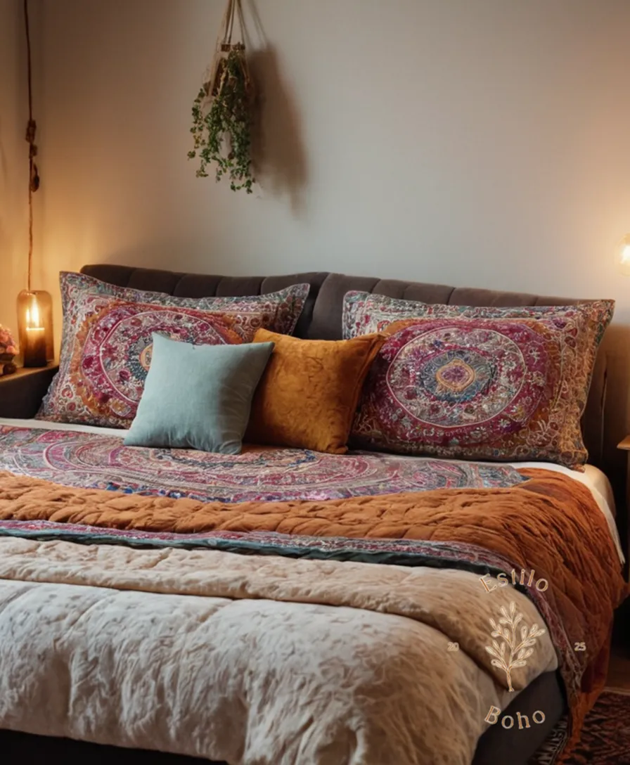 Softer cotton bohemian bedding on a plush sofa bed setup.