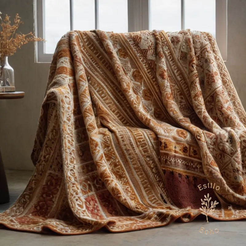 2 large, soft boho-style blankets made from organic cotton.