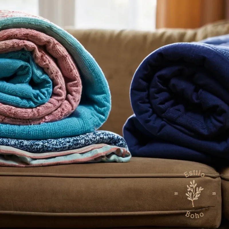 2 side-by-side blankets, one new and one recycled.