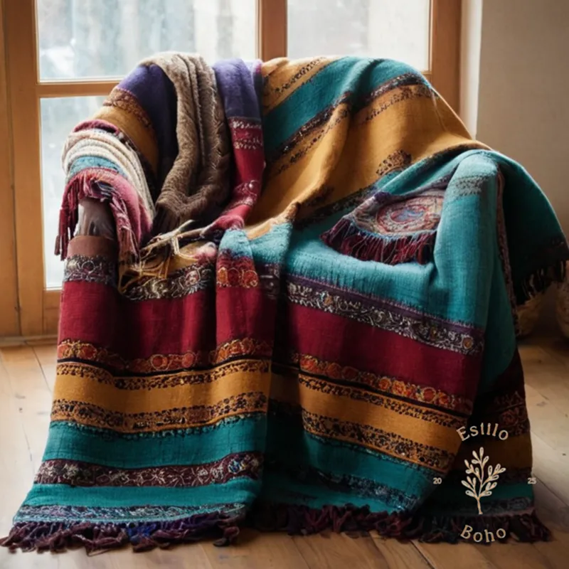 4 bohemian throw blankets made from sustainable materials.