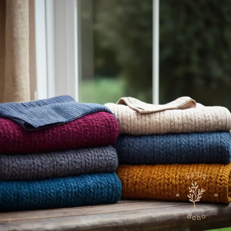 A vibrant outdoor setting with merino wool blankets draped stylishly.