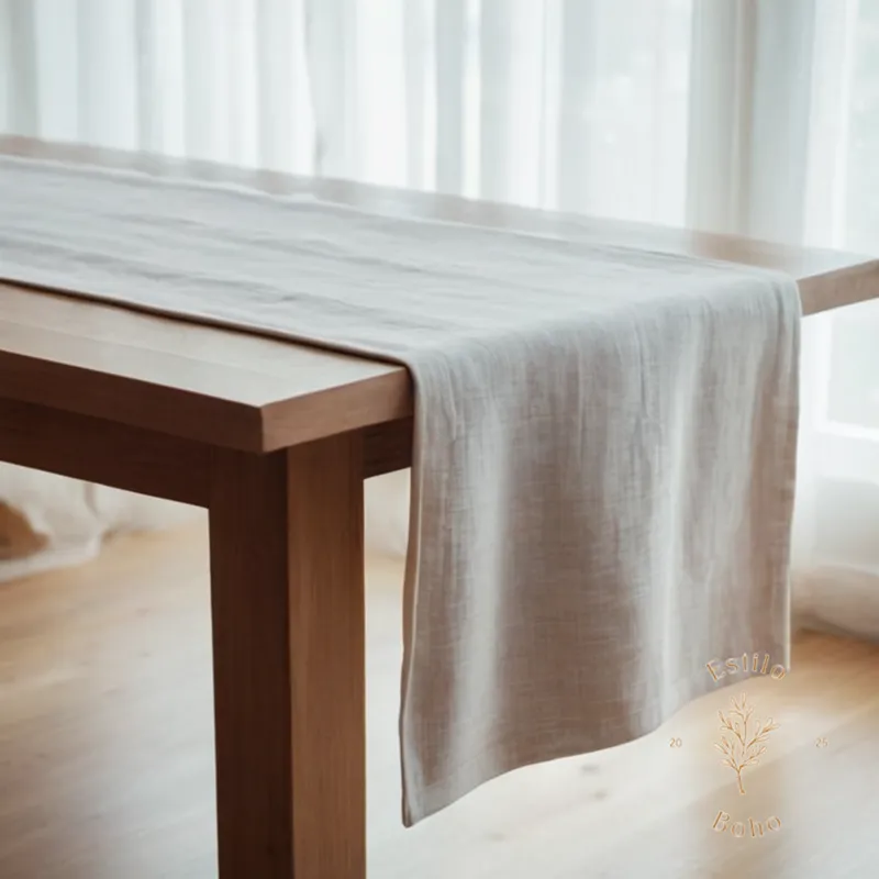 2-3 folded or neatly arranged white linen table runners.